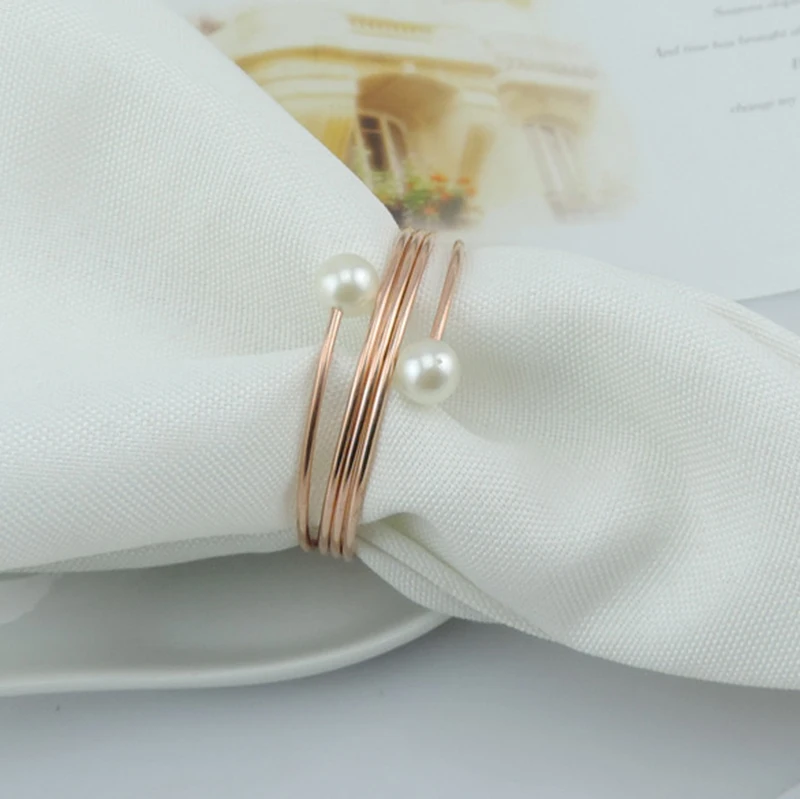 6/10 шт. цвета: золотистый серебристый металл перламутровая салфетка кольца лук