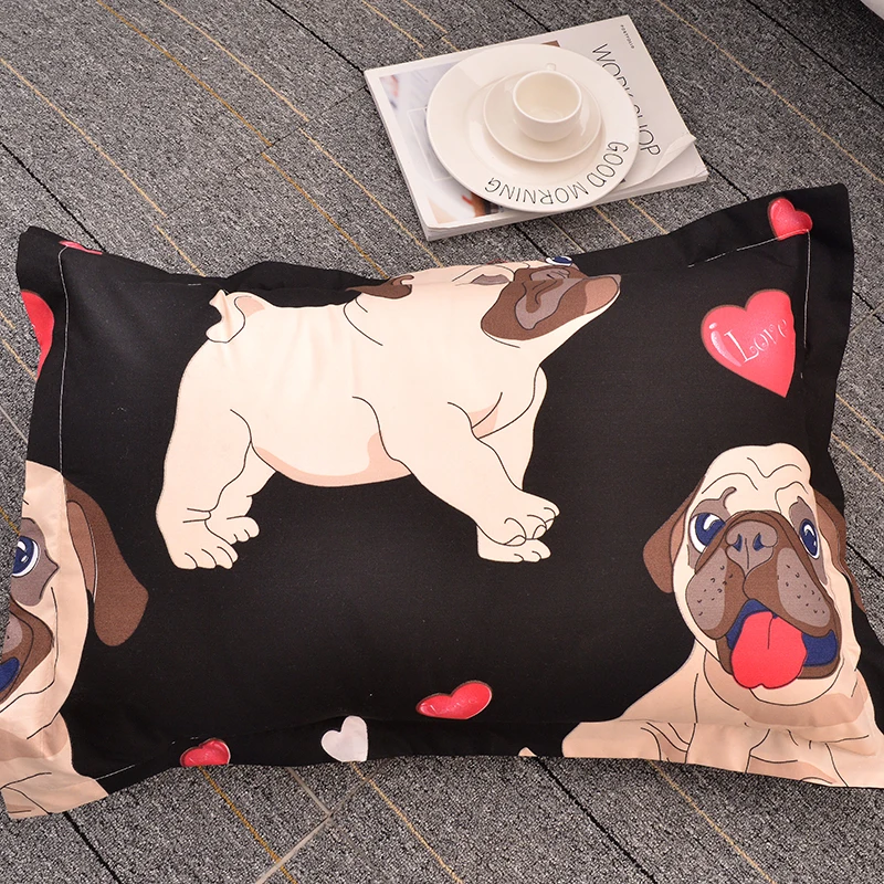 Комплект постельного белья с пододеяльником и изображением бульдога из