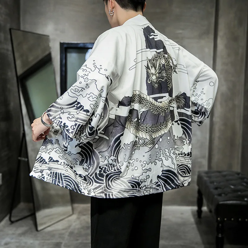 Кимоно кимоно Yukata мужское японское с принтом азиатское карнавальный костюм топ