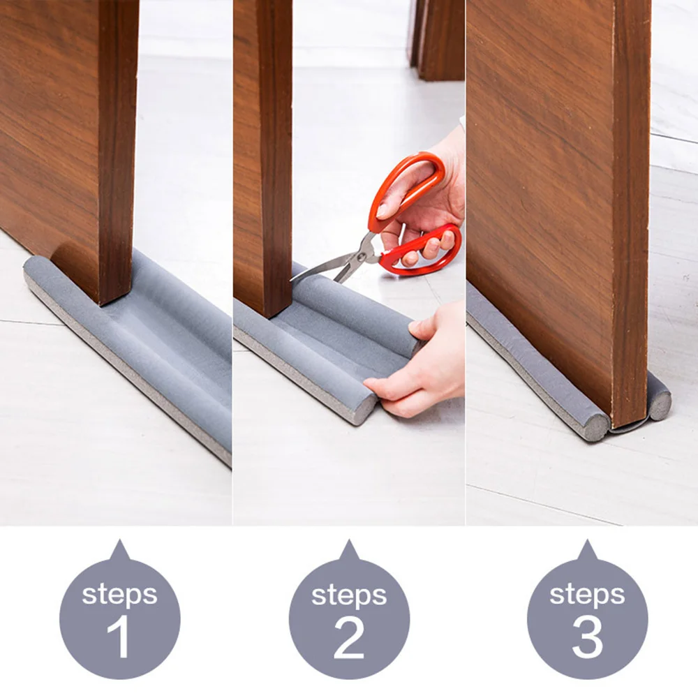

2x Sealing Weather Strip Under Door Draft Blocker 93*10cm Gray Indoor Protector