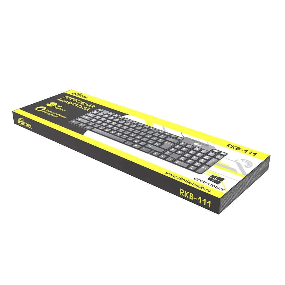 Computer keyboard ritmix rkb-111 [Wired membrane Keys-102 USB black] for компов computer PC Russian | Компьютеры и офис