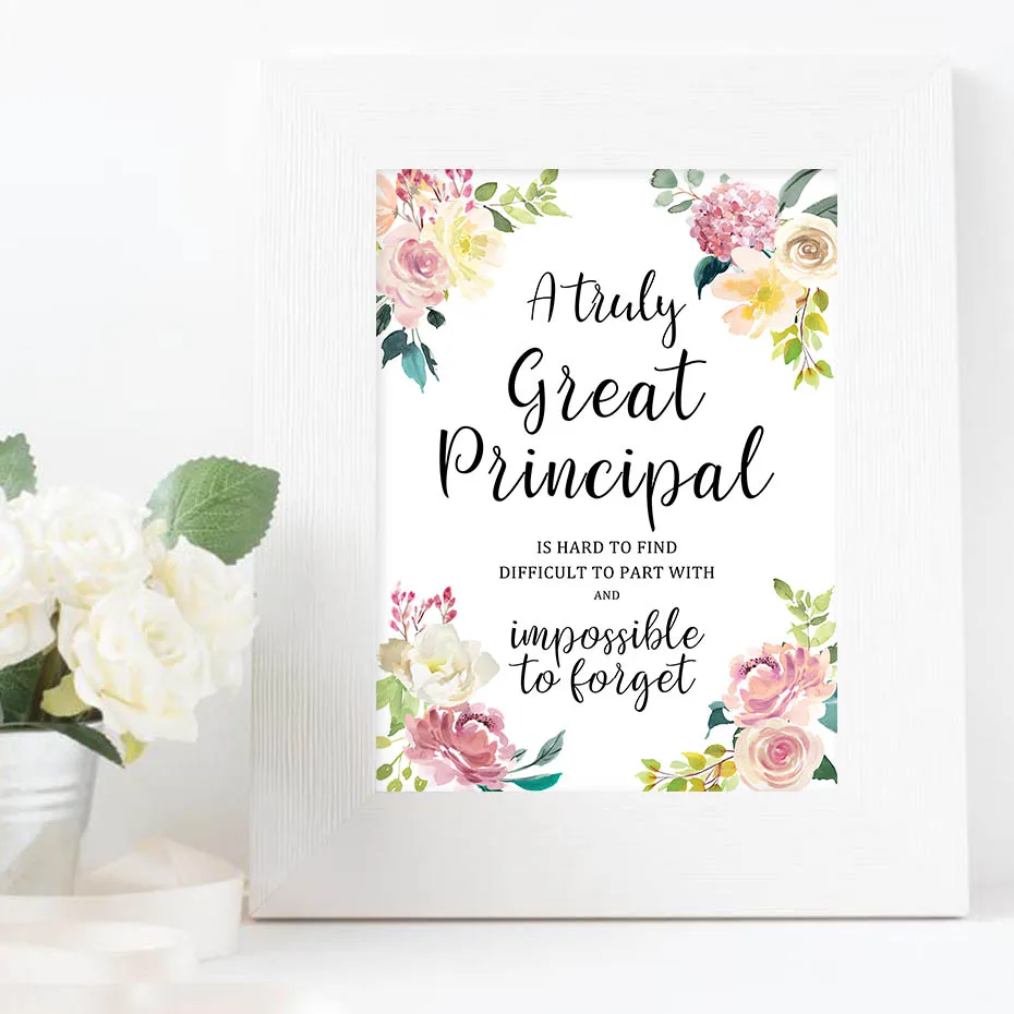 

Principal Appreciation Quote Gift Pink Peonies Canvas Paintings Letters Posters Prints Wall Art Pictures for Bedroom Home Decor