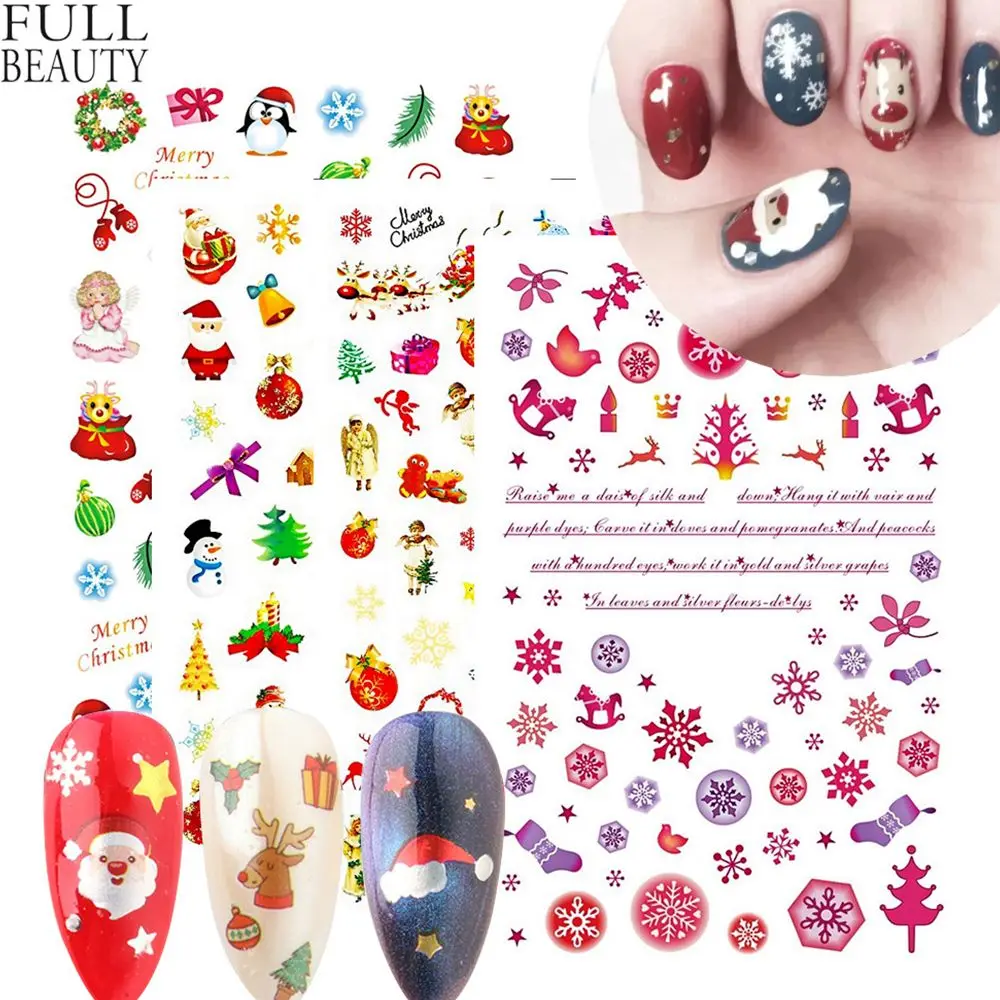 

DIY маникюр Санта Лось Снежинка Рождественская елка украшение для ногтей 3D наклейка для ногтей рождественские наклейки для ногтей аксессуар...
