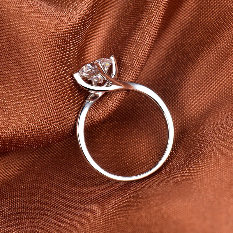 LOVERJEWELRY Муассанит Обручальные Кольца Твердые 14 к белое золото Круглый Муассанит кольцо для женщин юбилей лучший подарок ювелирные изделия