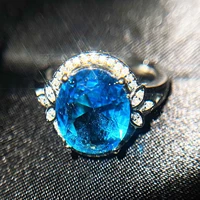 2021 sterling silver new fashion temperament with the same color treasure ring pt950 inlaid tops blue for women elegance jewelry