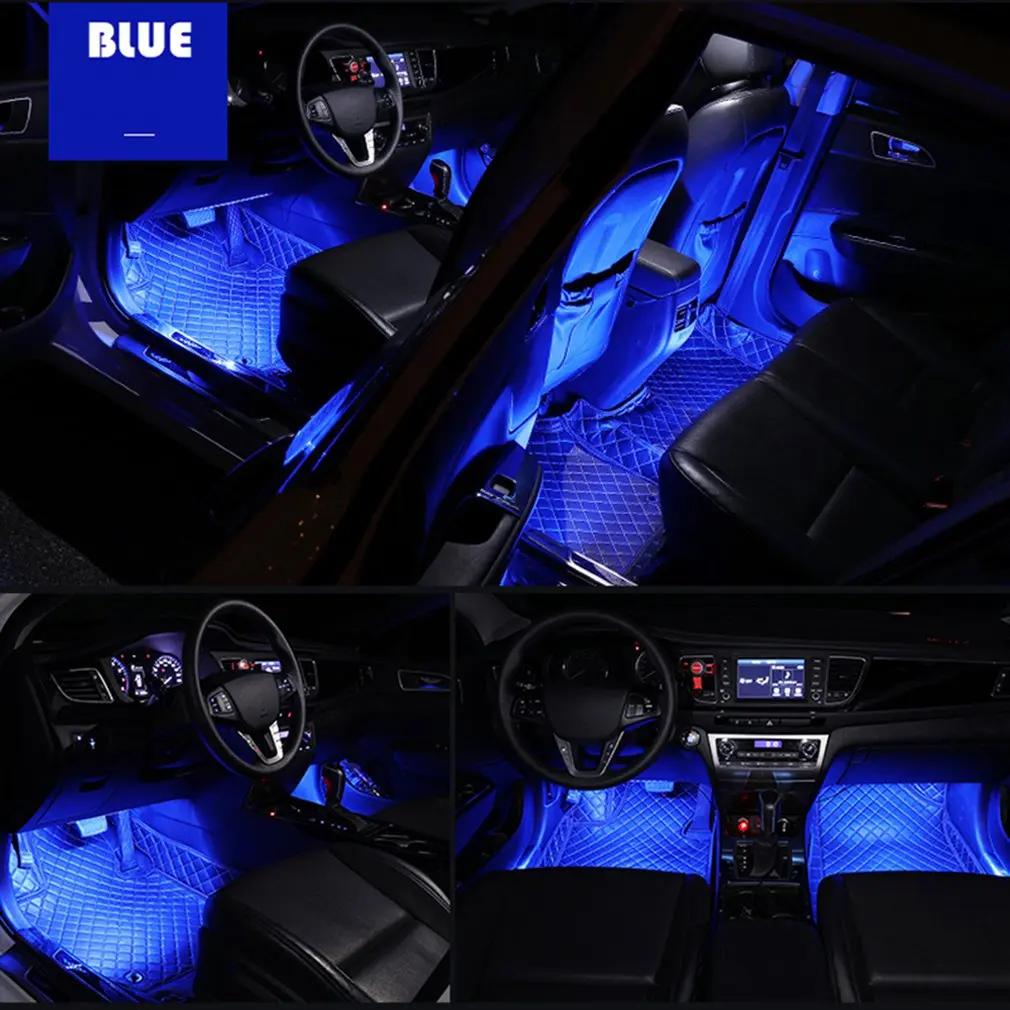 Auto LED RGB Interior Atmosphere Strip Light Decorative Foot Lamp With USB Wireless Remote Music Control Multiple Modes For Car |