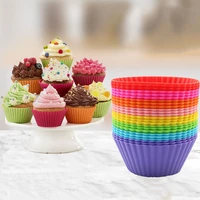 12pcsset round silicone cake baking cup muffin pastry cooking baking pan mold diy kitchen tool