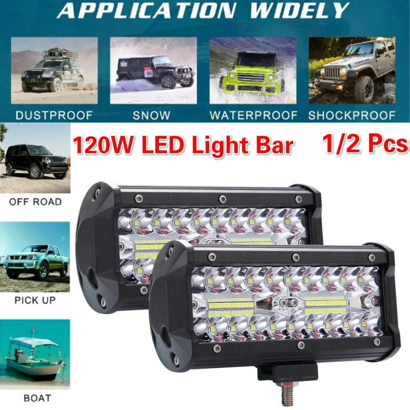 

7Inch 120W Car LED Work Light Bar Driving Lamp for Offroad Boat Tractor Truck 4x4 SUV Fog Light 9V 30V Headlight for ATV Led Bar