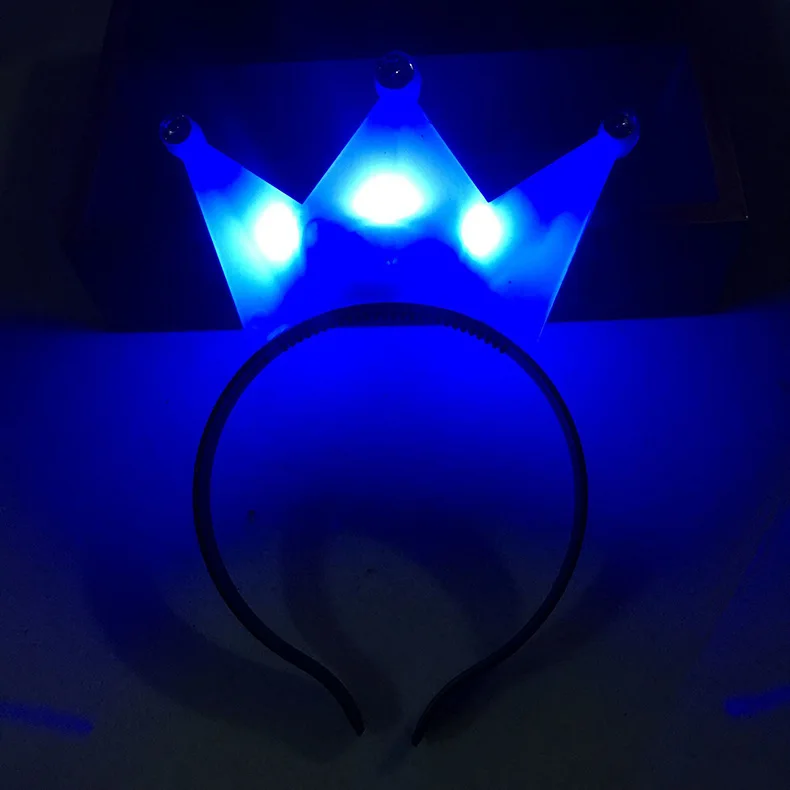 blue Светодиодный светящийся светильник, тиара, корона, головная повязка королевской принцессы, светящиеся аксессуары для волос для детей, взрослых, день рождения, вечеринки, свадьбы - Цвет: blue