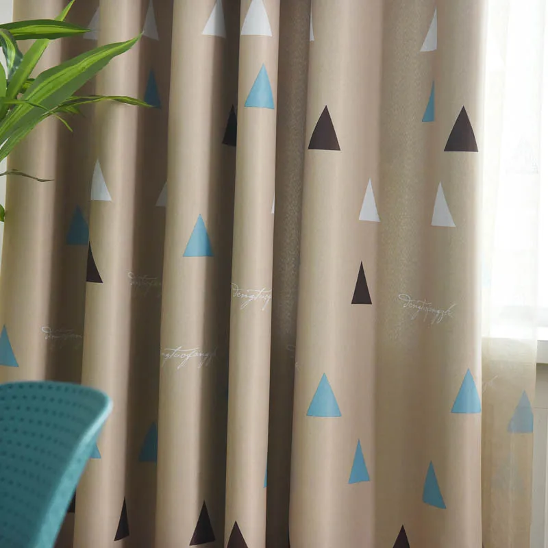 Китайские простые абстрактные треугольные затемняющие шторы для спальни детей