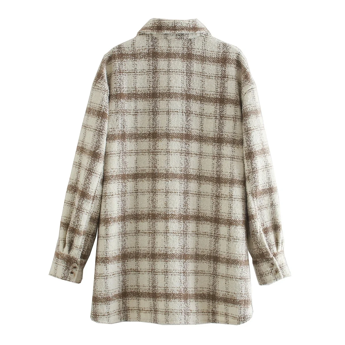 

Vintage Loose Tweed Shirts women Elegant long sleeve Blouses Streetwear Oversize women clothing korean women tops