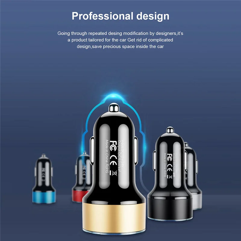 4 8a car charger 5v 2 ports fast charging for samsung huawei iphone 12 11 universal led display dual usb car charger adapter free global shipping