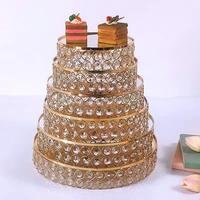 1pc gold crystal cake stand round mirror metal wedding cupcake birthday party dessert pedestal display plate home decor