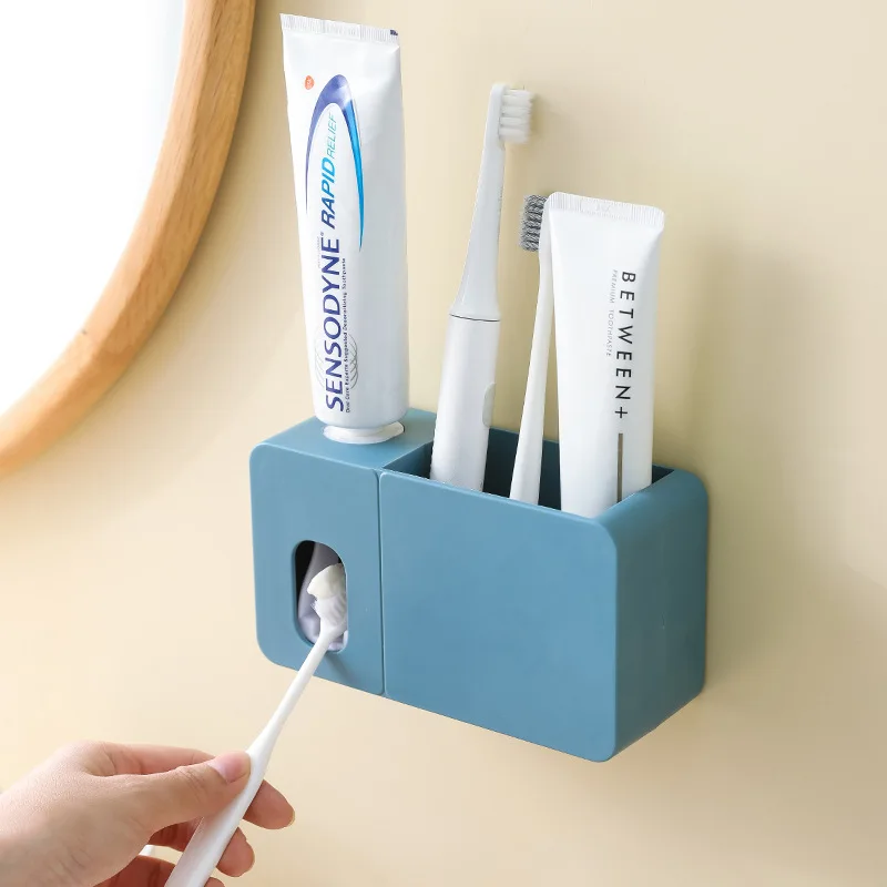 

Полки для ванной комнаты, многофункциональный дозировщик зубной пасты, автоматическая стойка для зубных щеток, настенные аксессуары без пе...