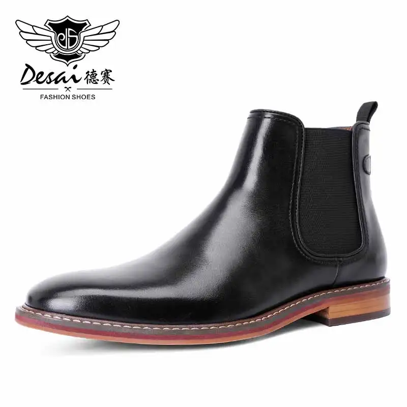 Desai Brand New Men s Chelsea Boots Genuine Calf Leather Bottom Outsole Calf Leather Upper Leather Inner Handmade Boot Shoes