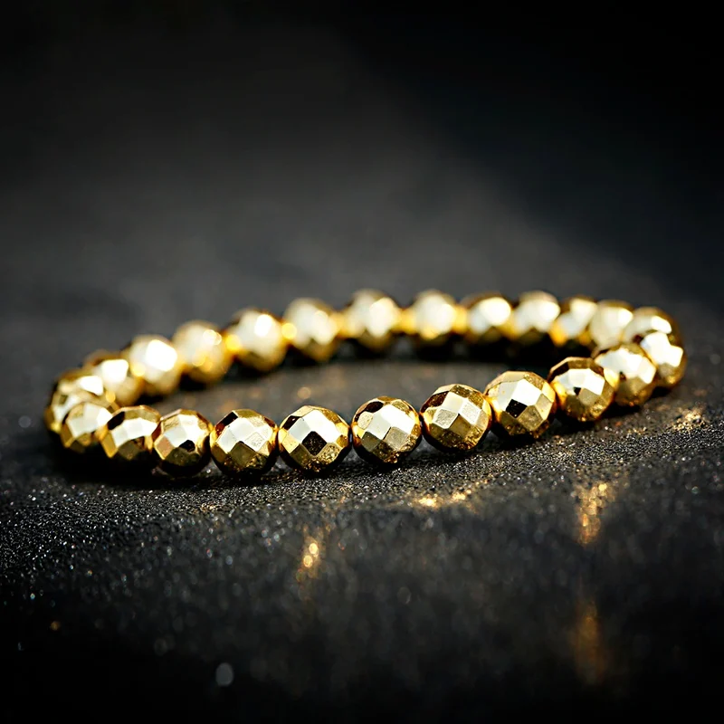 Fashion Men Gold Color Hematite Beaded Bracelets Ethnic Yoga Elastic Bracelet Charm Jewelry Bileklik Gift Drop Shipping | Украшения и