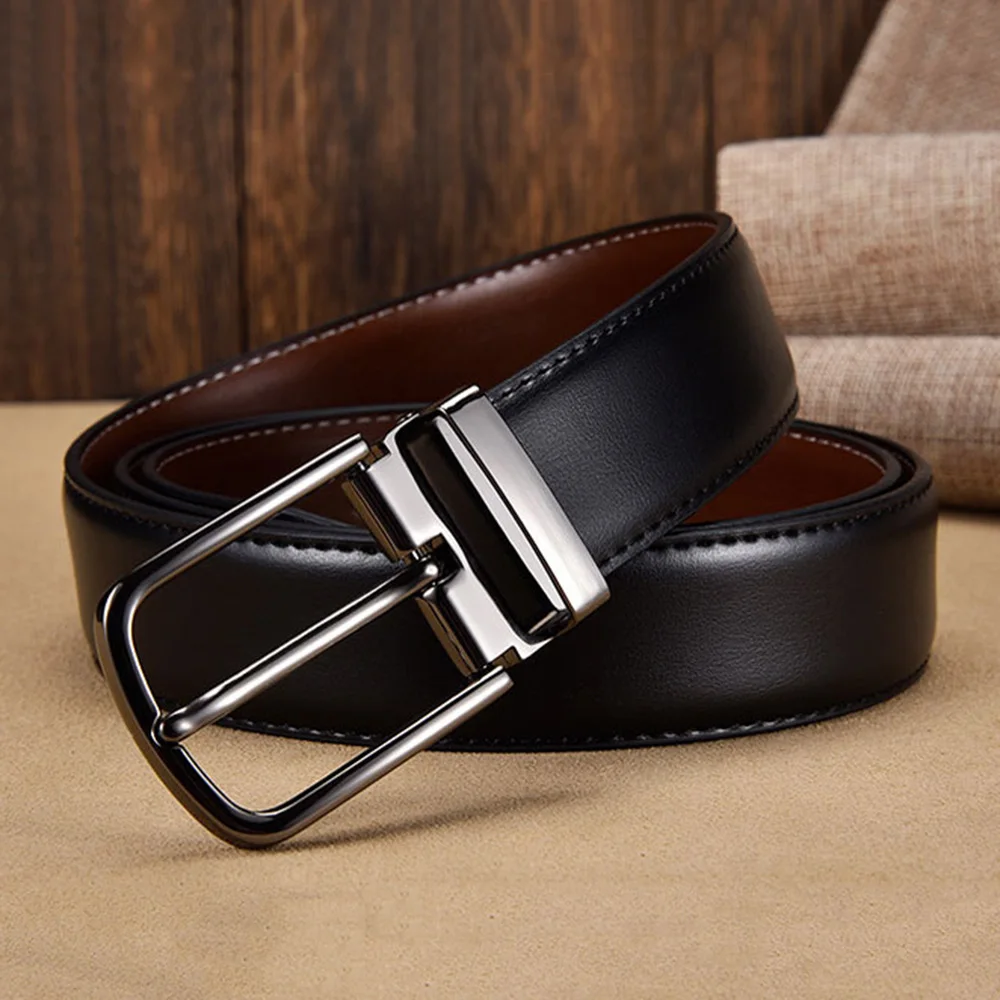 FAJARINA 2020 Mens Quality Real Cow Skin Leather Double Sided Surface Pin Buckle Belts for Men Men's Cowhide Belt Jeans N17FJ838 |