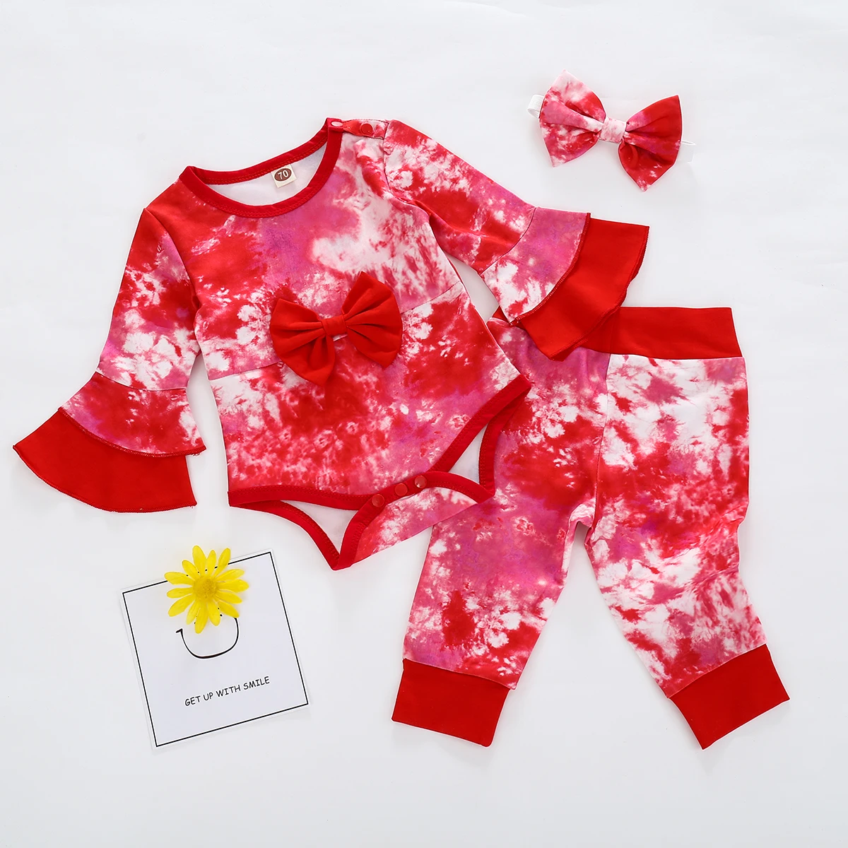 Комплект одежды для малышей из 3 предметов топ с расклешенными рукавами штаны