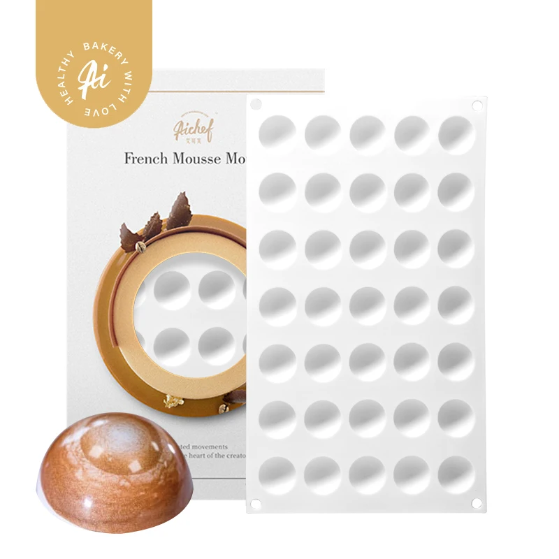 AICHEF 35 even small semicircular sandwich French flow heart moon cake chocolate baking Mu Si silicone mold |