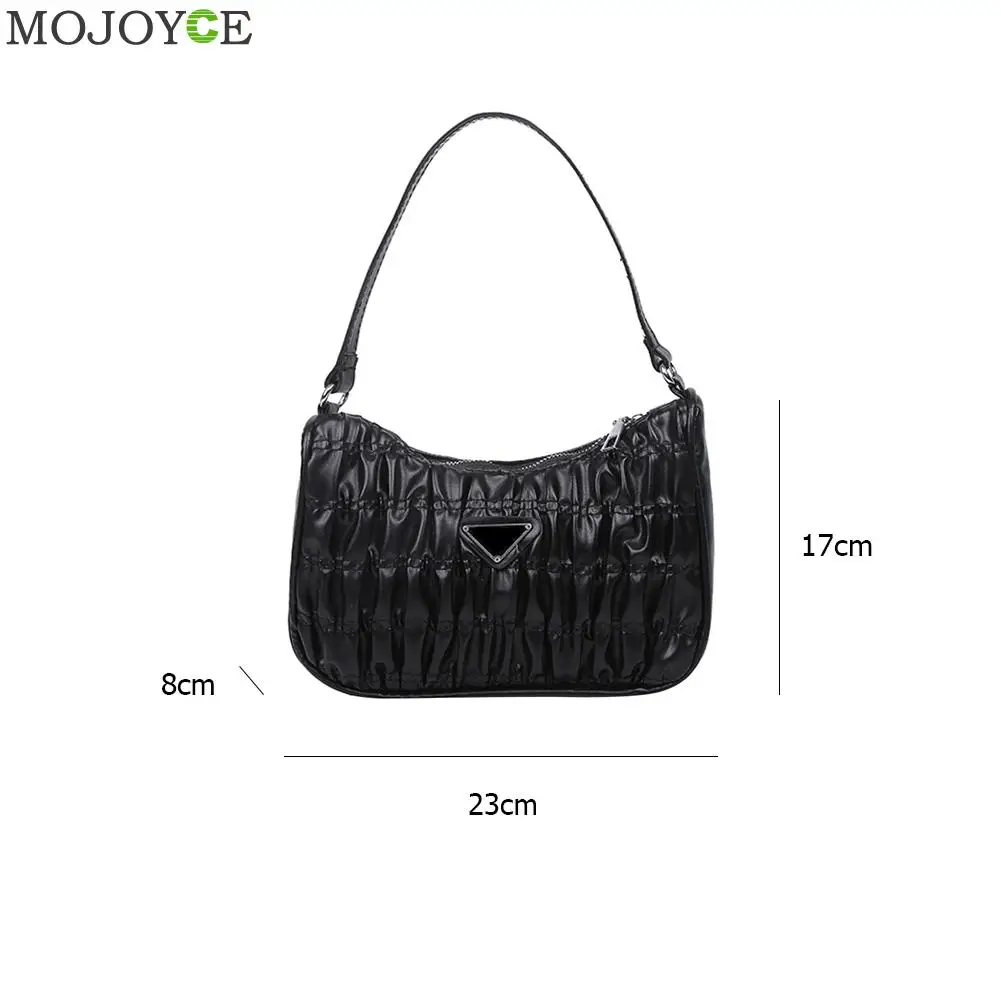 

Fashion Women Pleated Handbag PU Leather Female Simple Shoulder Underarm Clutch Purse Shopping Tote