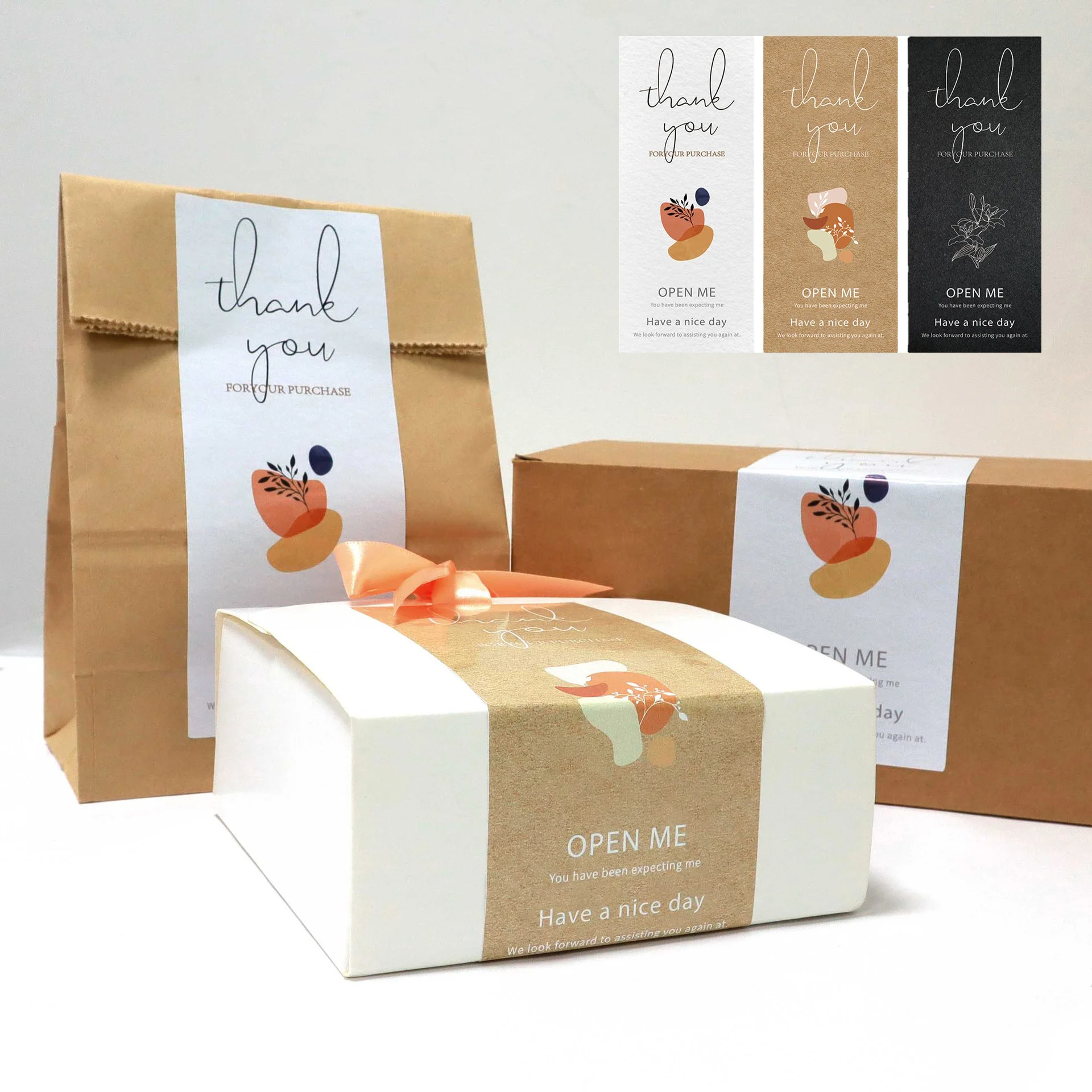 

50 Pcs/Pack Thank You Stickers Waterproof Seal Labels 6*15 Cm Packaging Stickers For Small Business Decorate Stickers Supplies