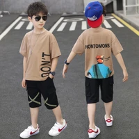 new spring summer childrens clothes set baby boys t shirt pants 2pcsset kids school beach costume teenage girl clothing