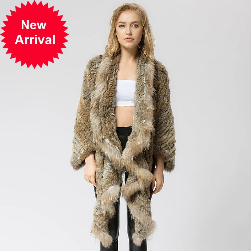 

Трикотажное трикотажное Новое Женское пальто CR049, зимнее теплое пальто из натурального меха с воротником из меха енота