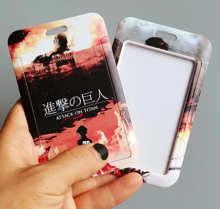 

Hot Sale! 10 sets Attack on the giant Lanyard Neck Strap Card Bus ID Holders With Key Chain