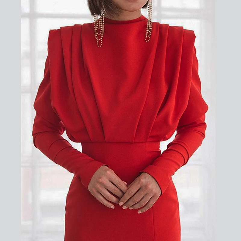 

LIYONG Red Elegant Maxi Long Dress Autumn Winter High Split Slim Women Dresses High Waist Hollow Out Solid Party Gown Vestidos