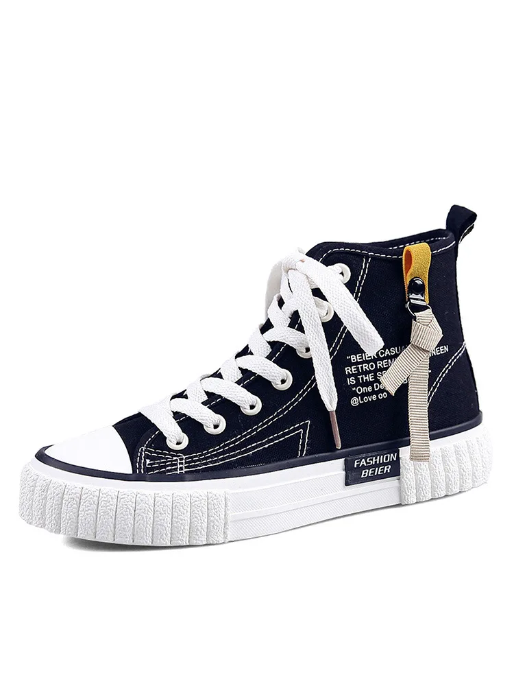 

2021 Spring New All-match High-top Canvas Shoes Women Korean Student Ins Flat Casual Lace-up Shoes Women YY-75