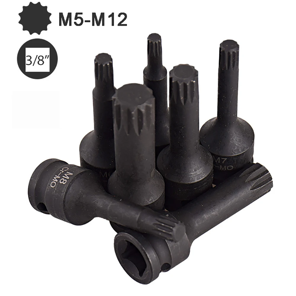 1PC Star Torx Bit 3/8" Drive Socket Adaptor M5 M6 M8 M9 M10 M11 M12 Spline MM Electric Impact Wrench Screwdriver Bits Tool