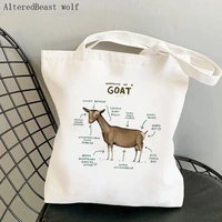 women shopper bag anatomy goat printed kawaii bag harajuku shopping canvas shopper bag girl handbag tote shoulder lady bag