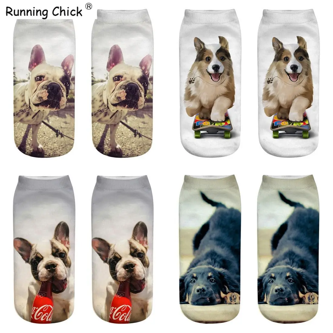 

Носки с 3D принтом бегущая цыпленка собака оптовая продажа женщин Cn (происхождение) полиэстер стандарт