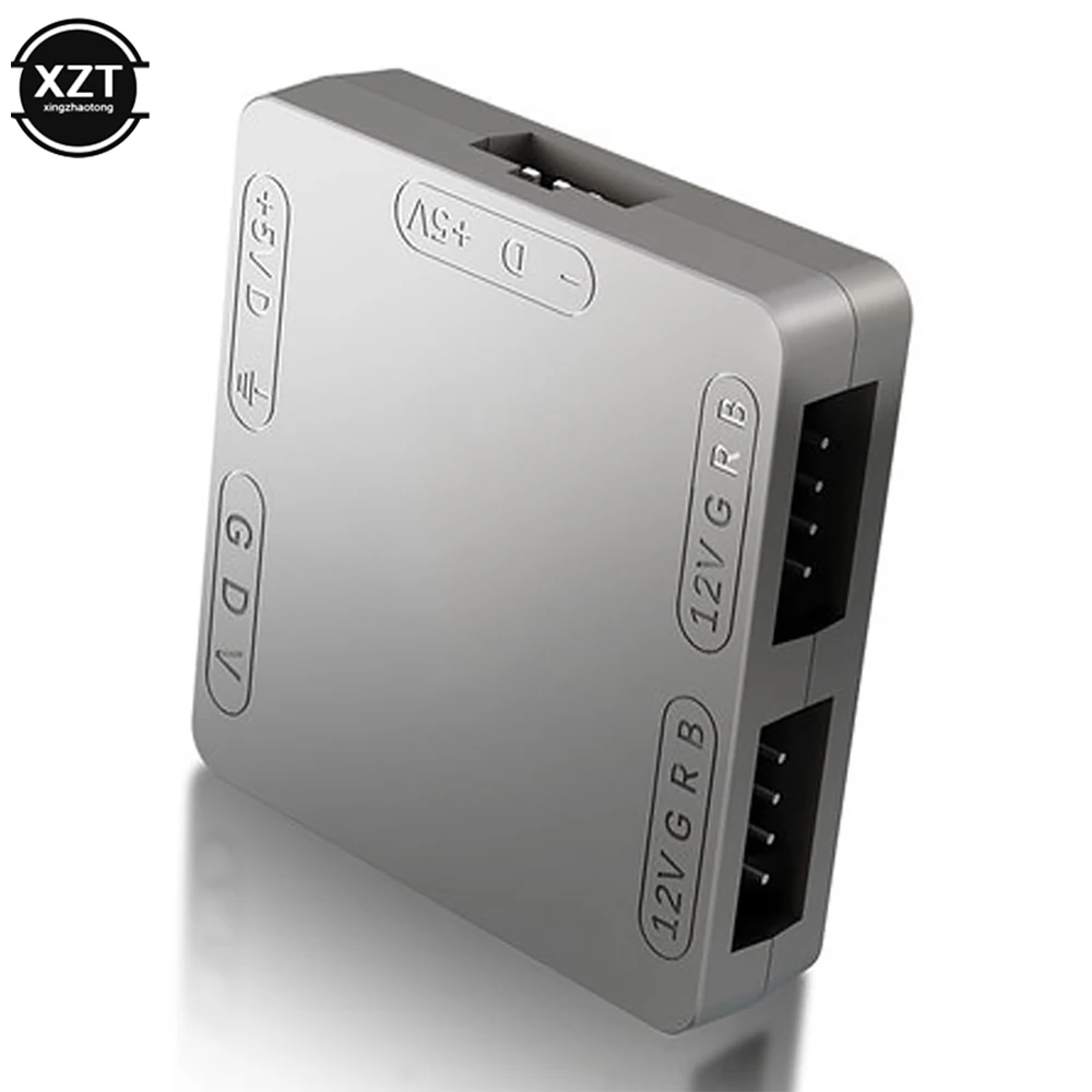 RGB конвертор 5В в 12В, переходный хаб с интерфейсом SATA и магнитным креплением на материнские платы 3PIN M/B ASUS Gigabyte и MSI.