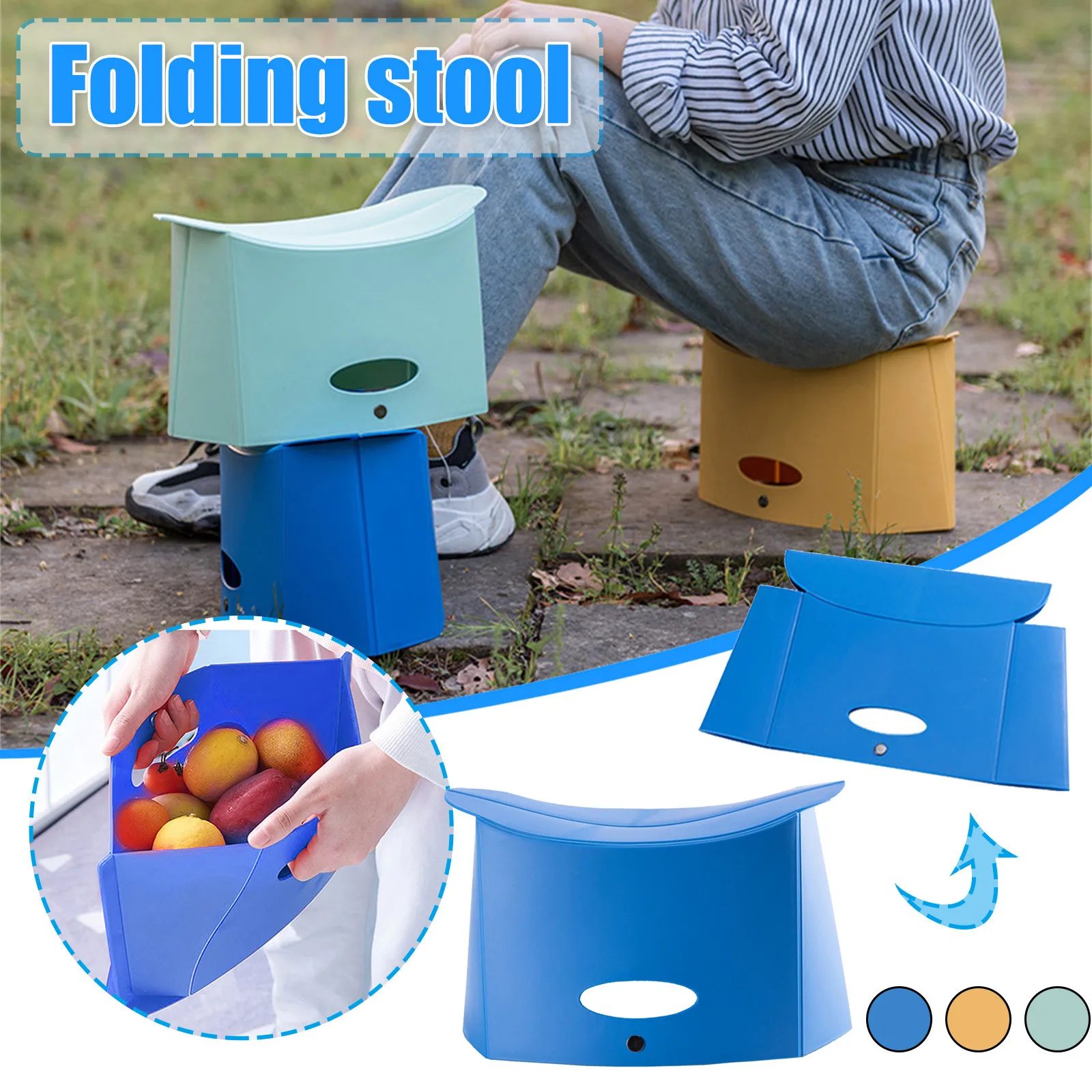 

Multifunctional folding stool household thickening portable outdoor chair mini light fishing ultra light folding stool сђл 40*