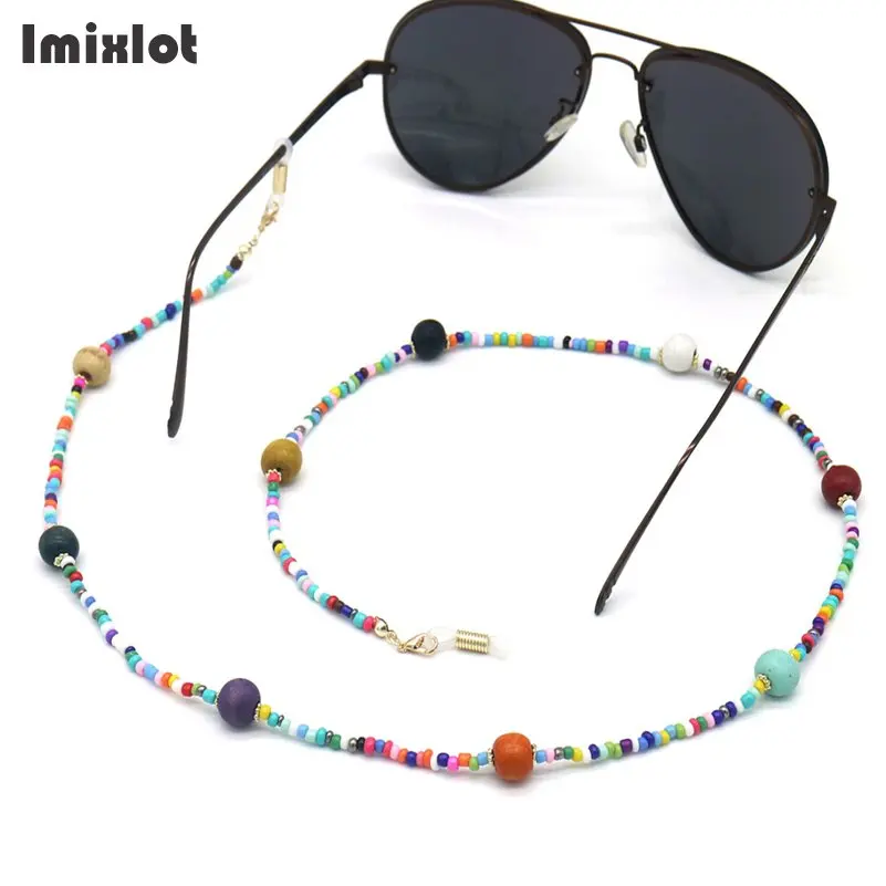 

Модные шикарные женские деревянные бисером цепочки для очков Многоцветный солнцезащитные очки для чтения бусины очки цепь для телефона, де...