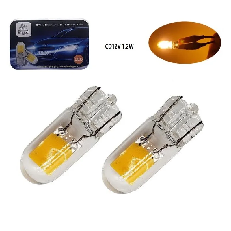 2 шт. T10 1 W W5W 3000K 12V светодиодная Автомобильная индикаторная лампа Socket Ширина PH 360