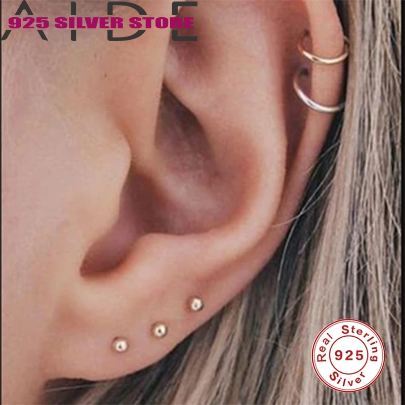 

Aide 925 Sterling Silver Light Luxury Fashion Ball Stud Earrings zircon earrings fashion triangle zircon earrings banquet new