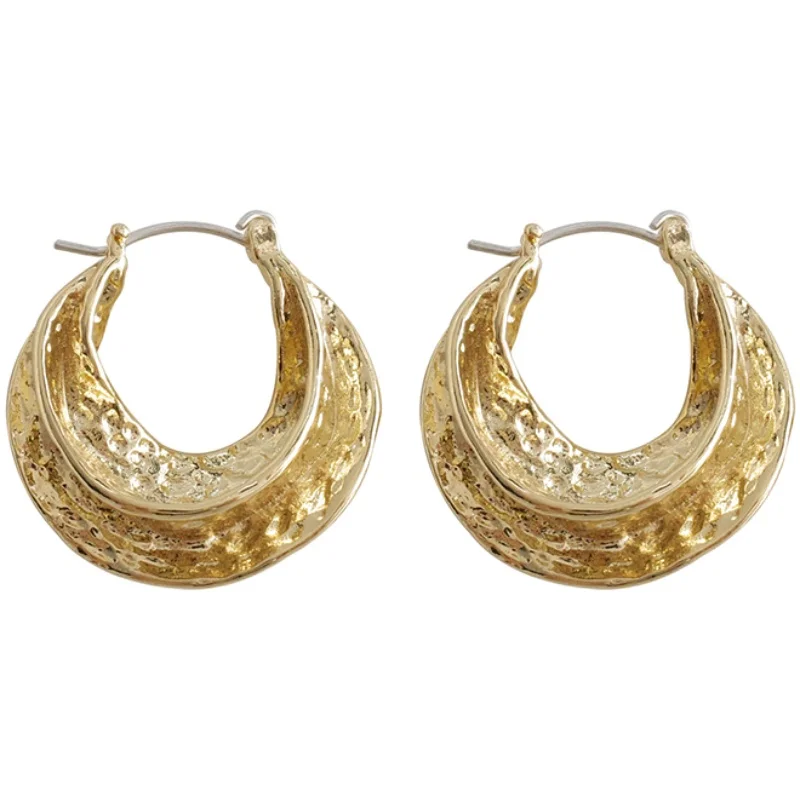 

2021 New Trendy Minimalist Gold Color Metal Irregular Circle Geometric Hoop Earrings for Women Girls Chic Ear Jewelry GIfts