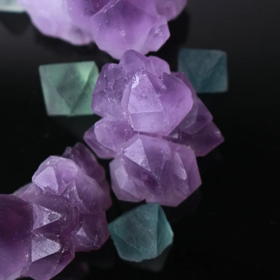 Набор микс натуральный кристалл синий Celestite &amp ametryst кластер Green fluorite Geode cluster