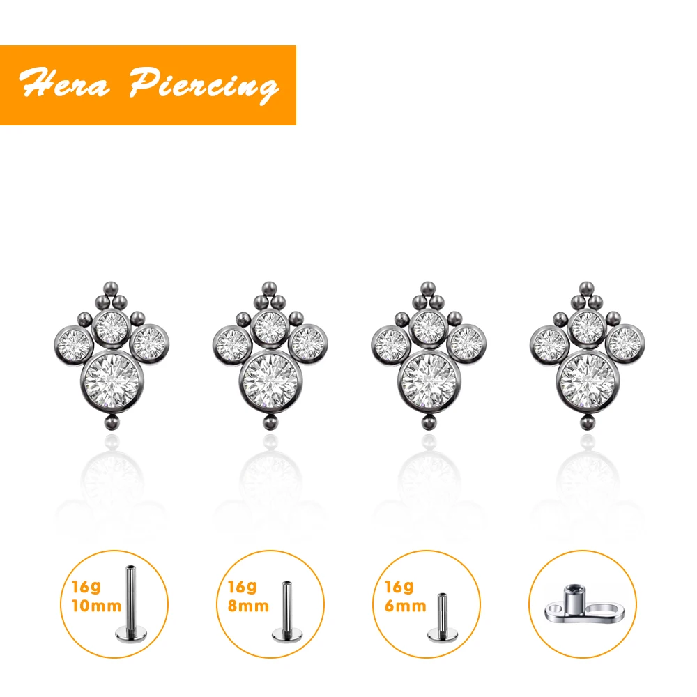 

2021 Women's Earrings Silver G23 F136 Titanium Egg CZ Earrings Lip Cartilage Piercing Jewelry Fashion Glamour Women's Earrings