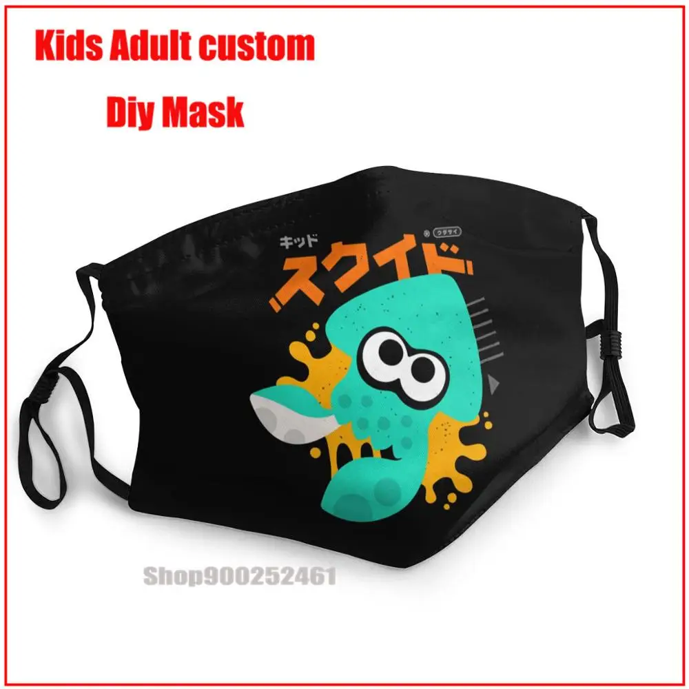 

SQUID KAWAII BLUE SPLATOON DIY masque adulte lavable washable reusable face mask kids mascarillas de tela lavables con filtro
