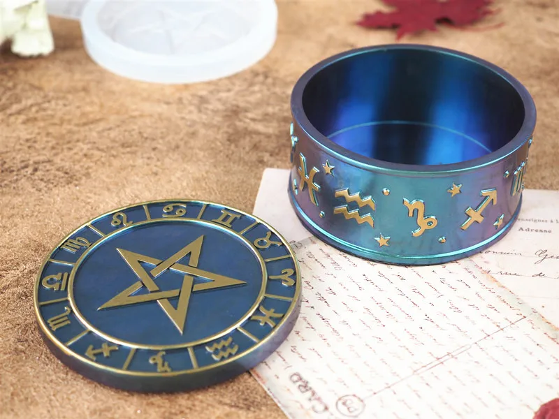 DIY Crystal Epoxy Resin Mold 12 Constellation Starry Sky Five-Pointed Star Storage Box Mirror Silicone For |