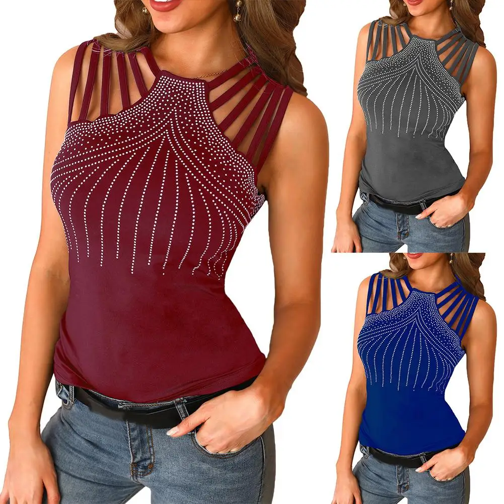 

summer Sleeveless Shirts 2021 New Summer Sexy Off Shoulder Women sleeveless top black lace-up top for fitness party