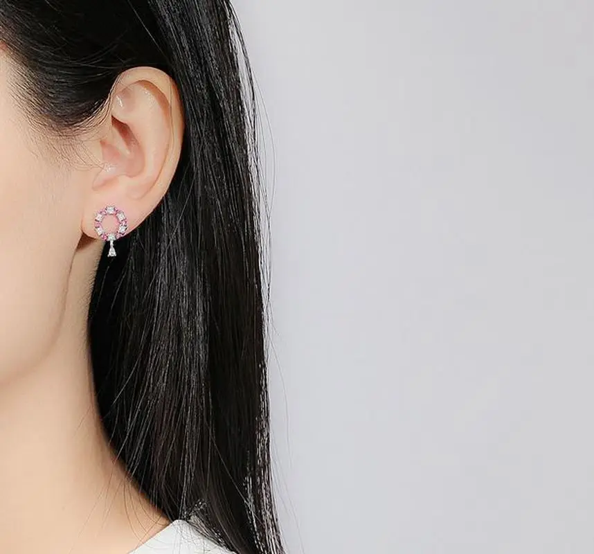 S925 Silver Pin Small Mini Rose Red Diamond Temperament Personality Hollow Ring Zircon Earrings Water Drop Lady | Украшения и