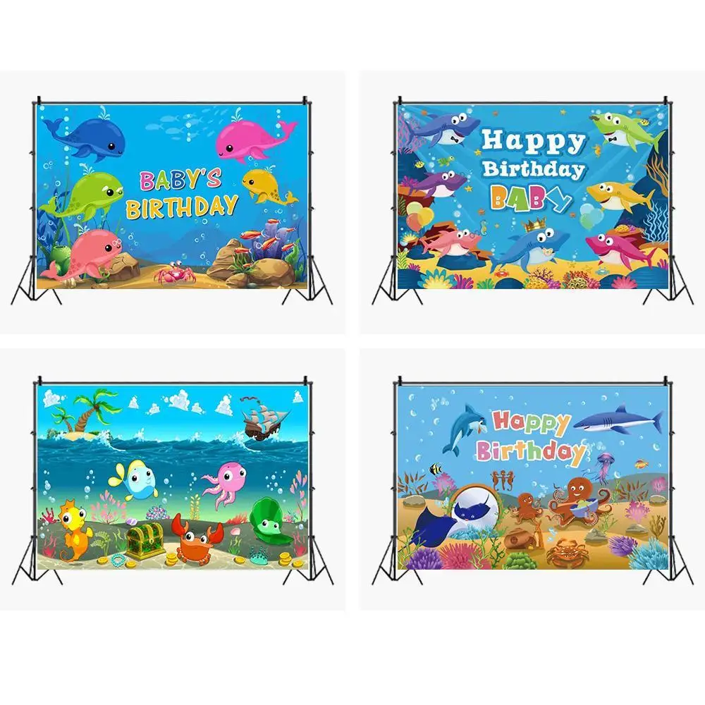 

Фон для фотосъемки подводный ребенок Акула фото фон студия детский душ фотобудка день рождения фоны фотосессия