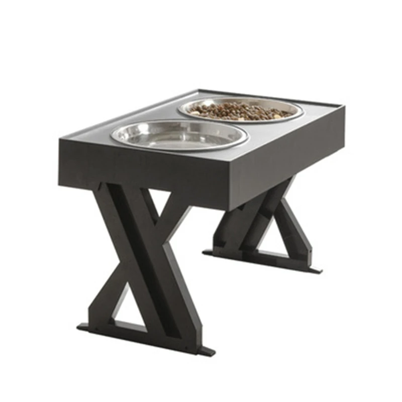 

Anti-Slip Elevated Double Dog Bowls Adjustable Height Pet Feeding Dish Feeder Stainless Steel Water Food Container