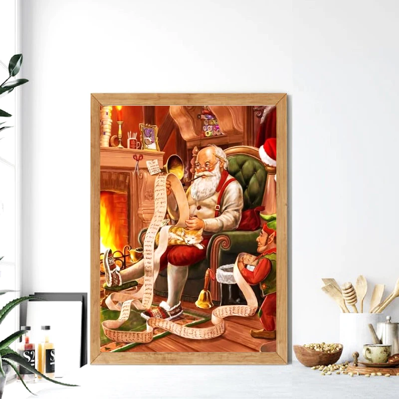 

Забавные рождественские украшения картина-список подарков, которые делают Санту лысой-Холст плакат рождественские настенные картины для д...