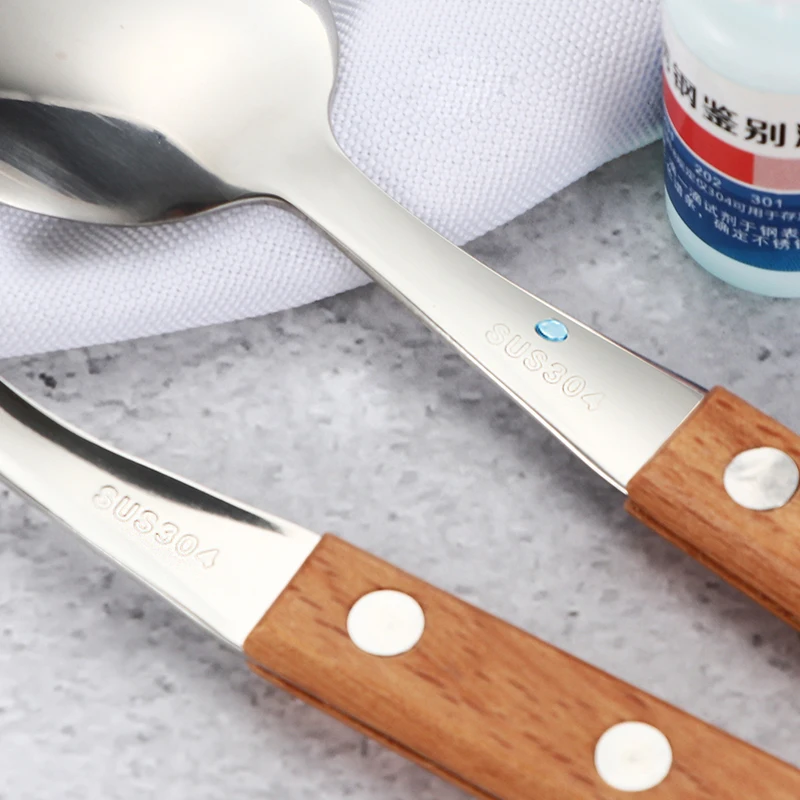 

Wooden Handle Western Tableware Set Stainless Steel Cutlery Set Knife Fork Spoon Teaspoon Dinner Set Service Dinnerware 3Pcs/set