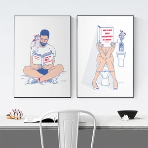 Модные постеры для туалета, рисунок, как писать, аккуратно, забавное настенное искусство, Картина на холсте, картины, украшение для ванной комнаты, скандинавский Декор для дома